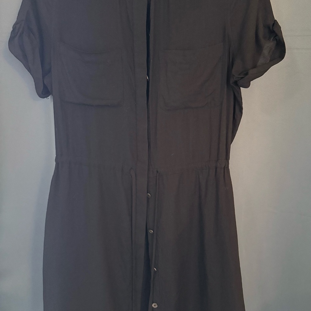AG Collarless Black Shirt Dress - Size Small - Picture 5 of 7